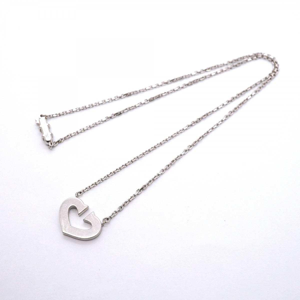 【6jfb0806】カルティエ ネックレス Cハート K18WG ホワイトゴールド【中古】レディース