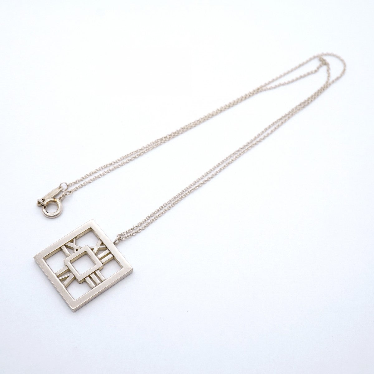 【6jfb0813-k】ティファニー ネックレス オープンアトラス/スクエア シルバー925【中古】レディース