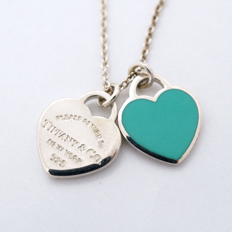 【6jfb0814-k】ティファニー ネックレス ダブルリターントゥハート シルバー925 ブルー【中古】レディース