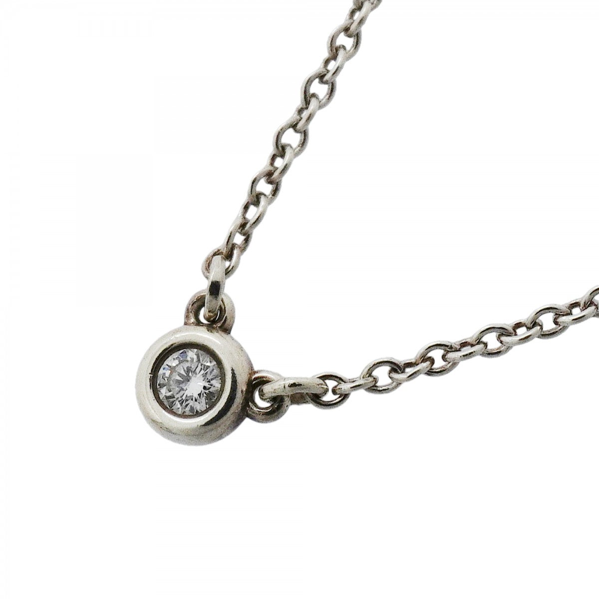 【6jfb0824-k】ティファニー ネックレス バイザヤード 1PD シルバー925 ダイヤモンド【中古】レディース