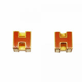 【6jfb0827-k】エルメス ピアス Hキューブ GPメッキ ゴールド オレンジ【中古】レディース