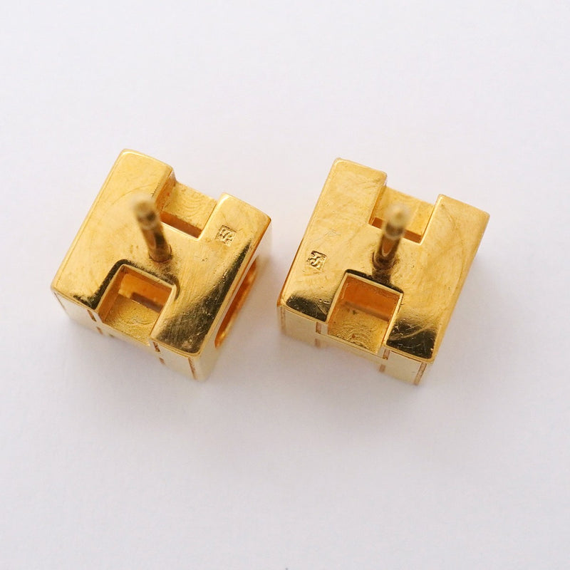 【6jfb0827-k】エルメス ピアス Hキューブ GPメッキ ゴールド オレンジ【中古】レディース