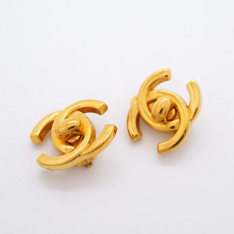 【6jfb0828-k】シャネル イヤリング ヴィンテージ ココマーク ターンロック GPメッキ ゴールド【中古】レディース