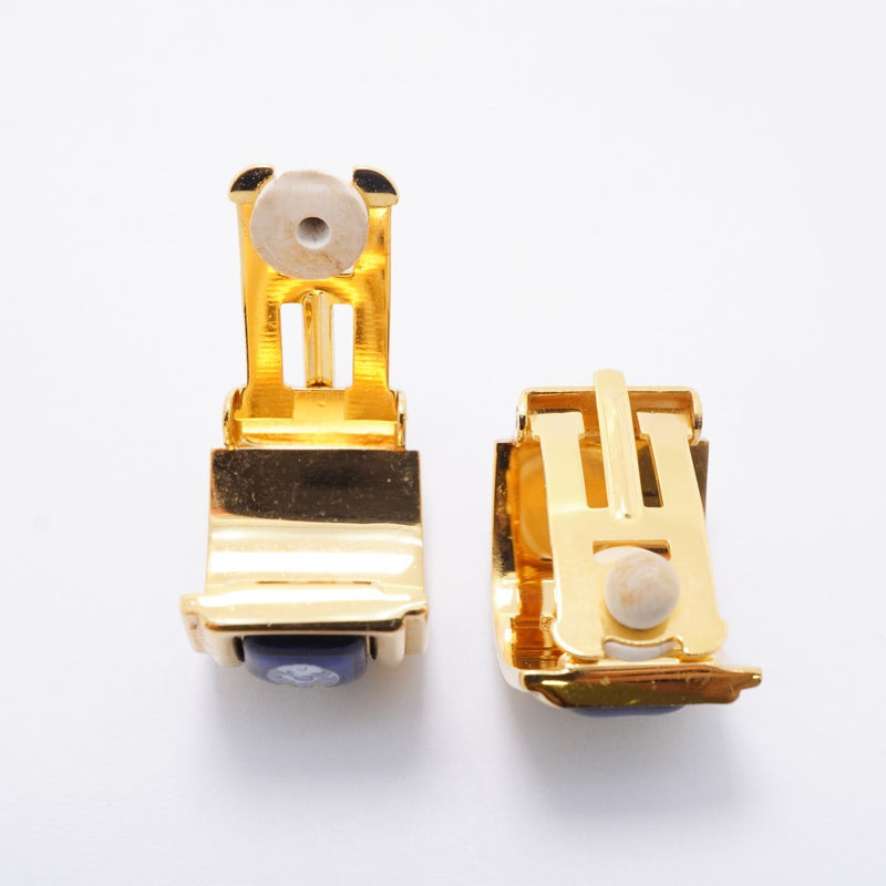 【6jfb0838-k】エルメス イヤリング エマイユ GPメッキ 七宝焼き ゴールド ブルー マルチカラー【中古】レディース