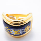 【6jfb0838-k】エルメス イヤリング エマイユ GPメッキ 七宝焼き ゴールド ブルー マルチカラー【中古】レディース