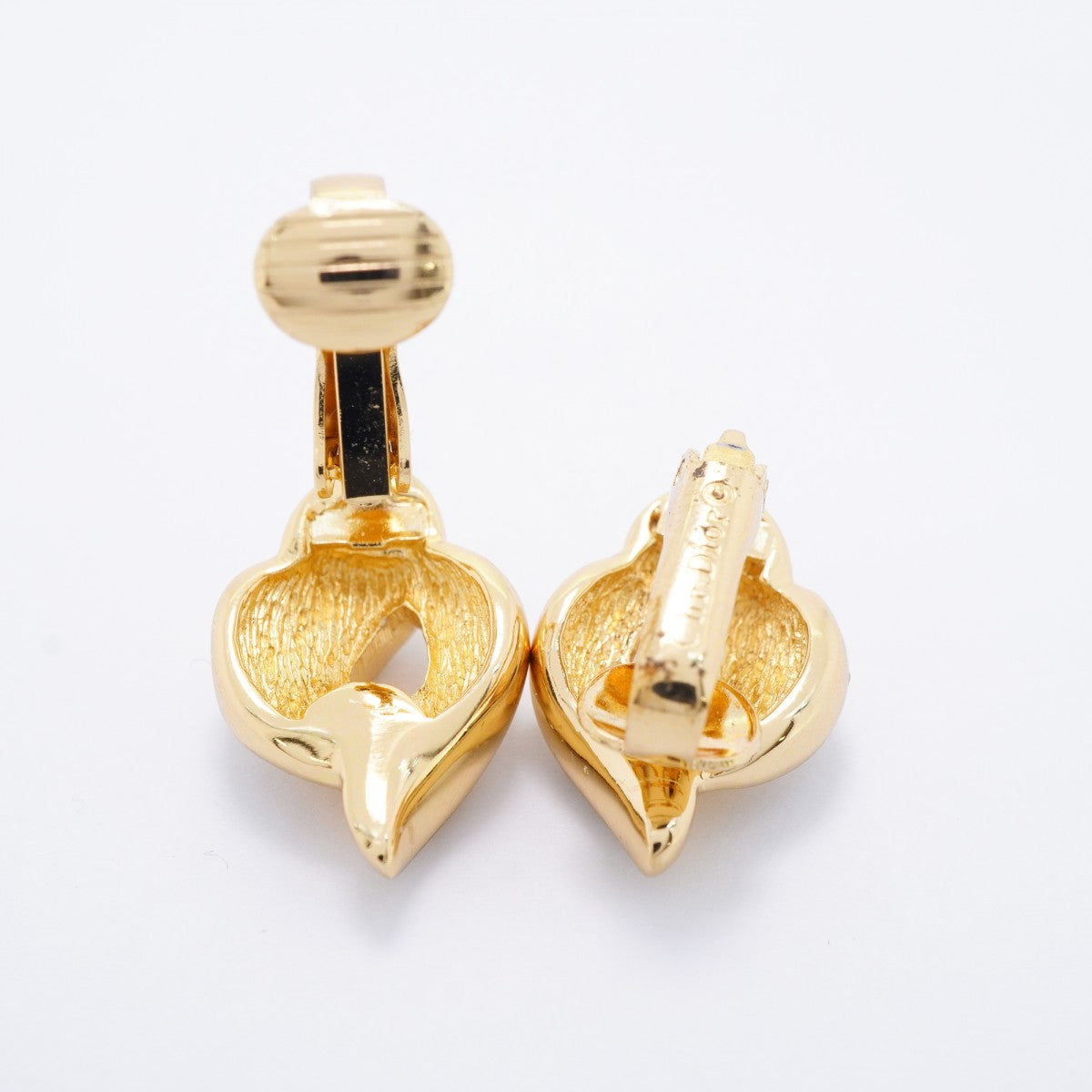 【6jfb0839-k】クリスチャンディオール イヤリング GPメッキ ラインストーン ゴールド【中古】レディース