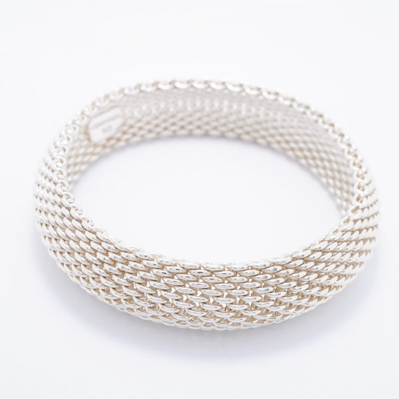 【6jfb0845-k】ティファニー バングル サマセット/メッシュ シルバー925【中古】メンズ レディース ユニセックス