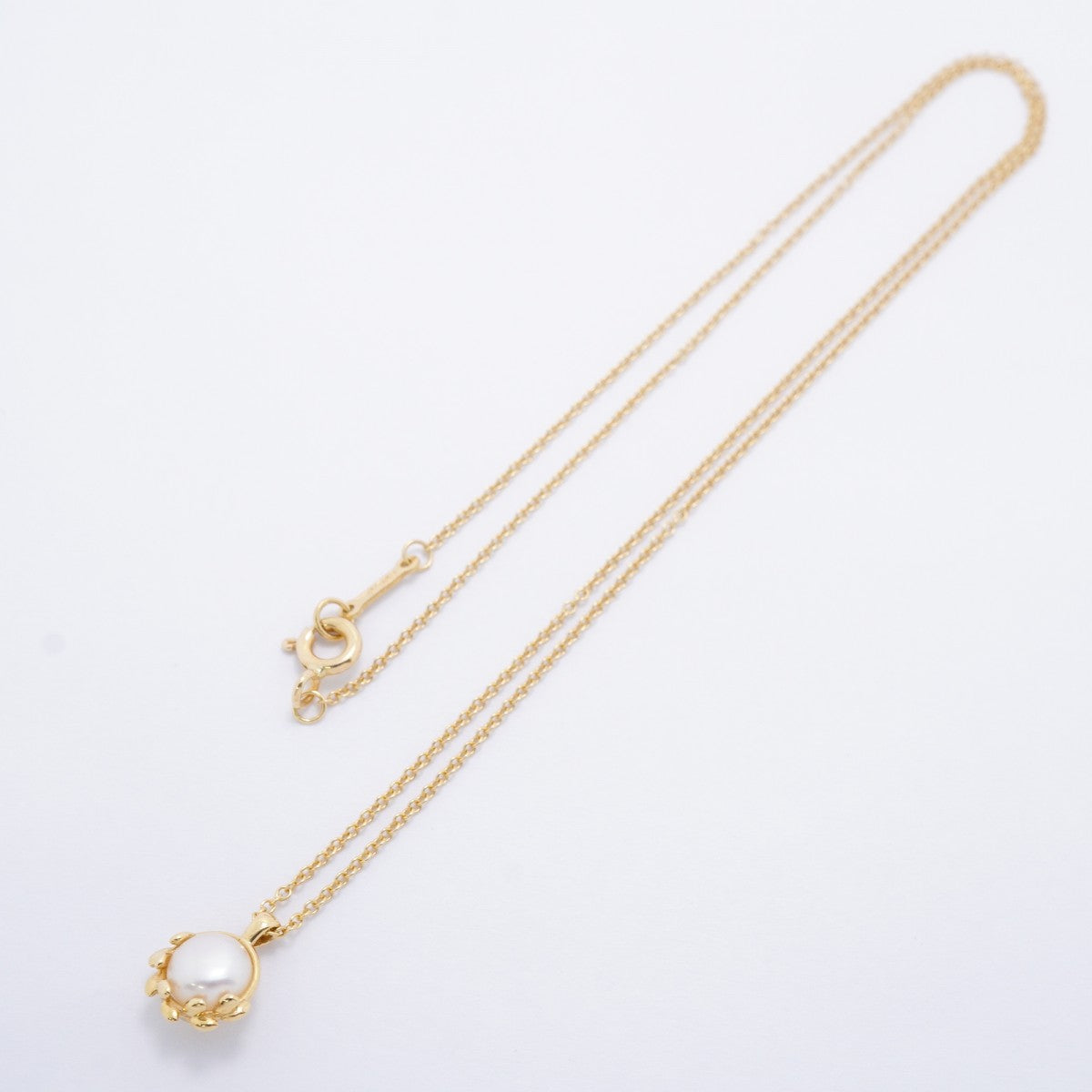【6jfb0850】ティファニー ネックレス オリーブリーフ K18YG イエローゴールド パール【中古】レディース