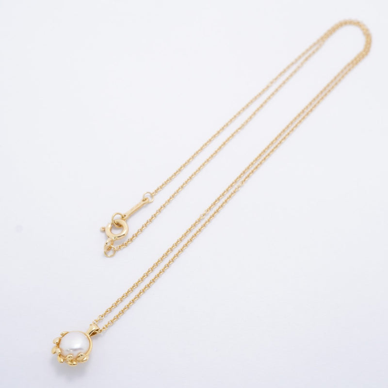 【6jfb0850】ティファニー ネックレス オリーブリーフ K18YG イエローゴールド パール【中古】レディース