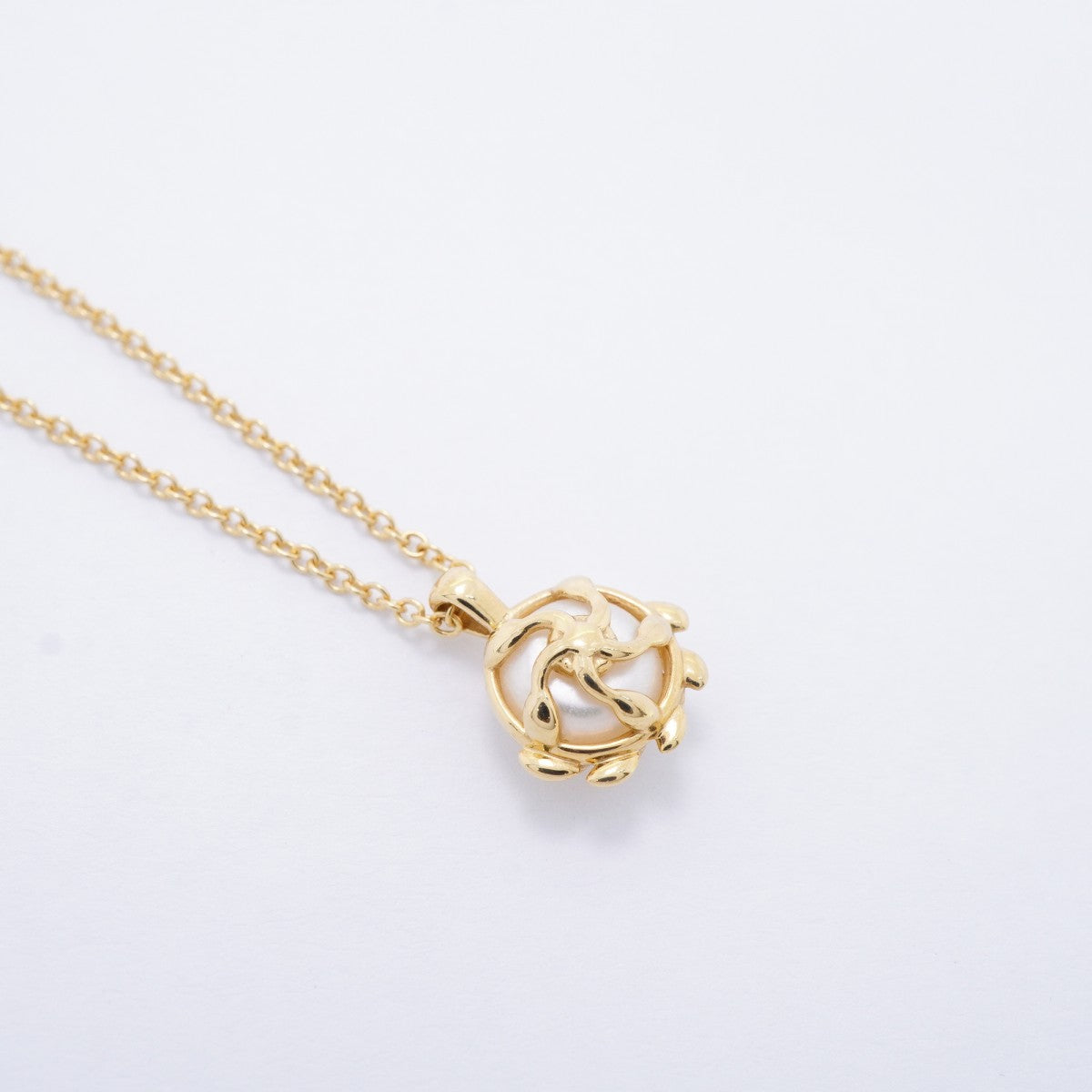 【6jfb0850】ティファニー ネックレス オリーブリーフ K18YG イエローゴールド パール【中古】レディース