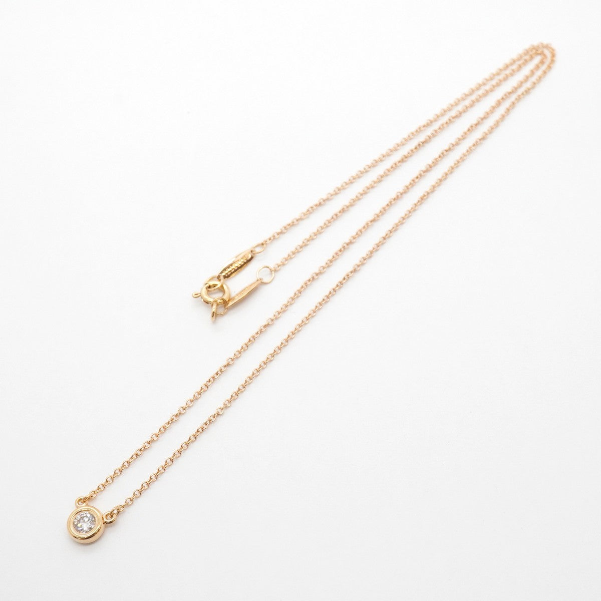 【6jfb0864】ティファニー ネックレス バイザヤード 1PD K18PG ピンクゴールド ダイヤモンド 0.17ct【中古】レディース
