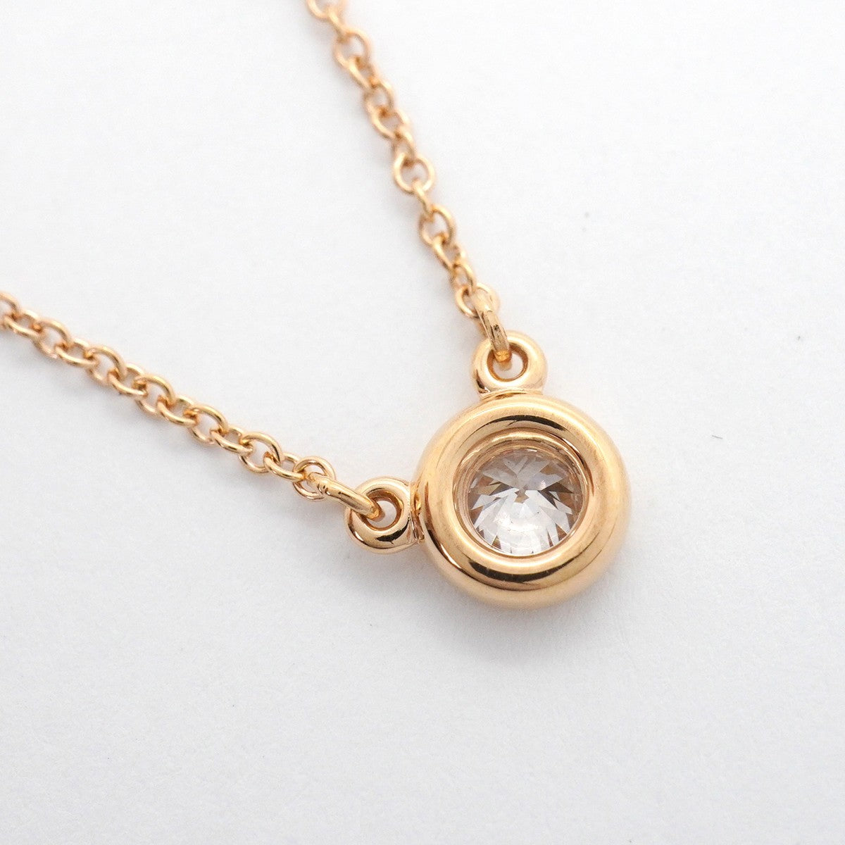 【6jfb0864】ティファニー ネックレス バイザヤード 1PD K18PG ピンクゴールド ダイヤモンド 0.17ct【中古】レディース
