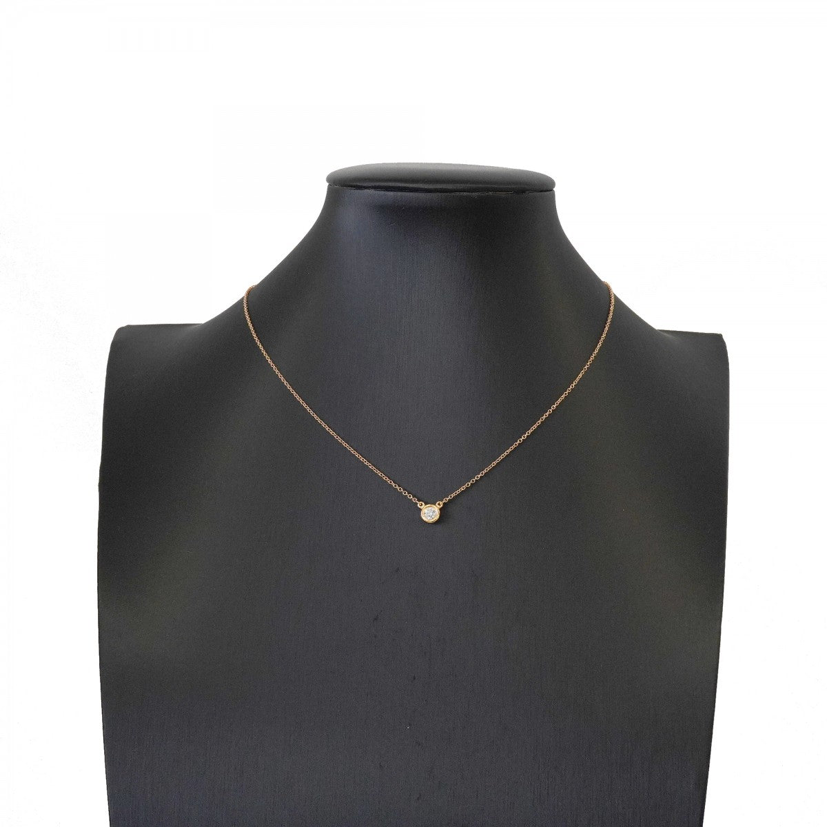 【6jfb0864】ティファニー ネックレス バイザヤード 1PD K18PG ピンクゴールド ダイヤモンド 0.17ct【中古】レディース