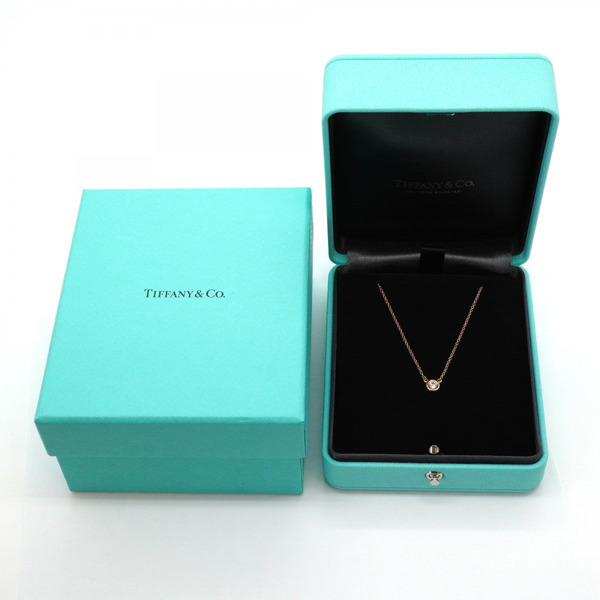 【6jfb0864】ティファニー ネックレス バイザヤード 1PD K18PG ピンクゴールド ダイヤモンド 0.17ct【中古】レディース