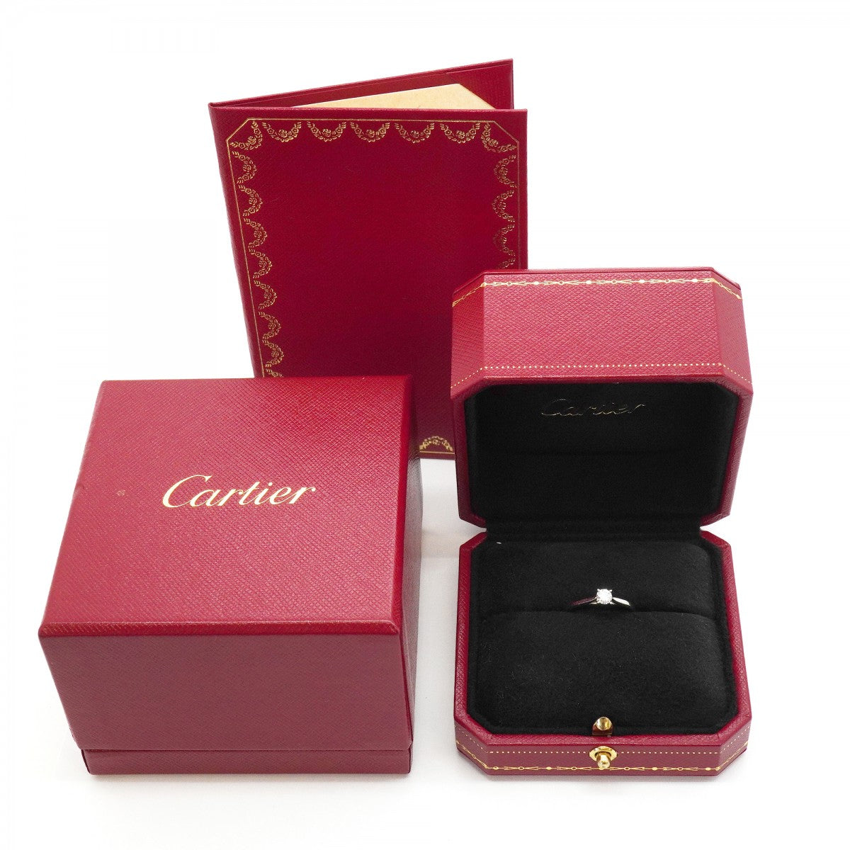 【6jfb0874】カルティエ リング ソリテール 1PD Pt950 プラチナ ダイヤモンド 0.24ct ＃51【中古】レディース