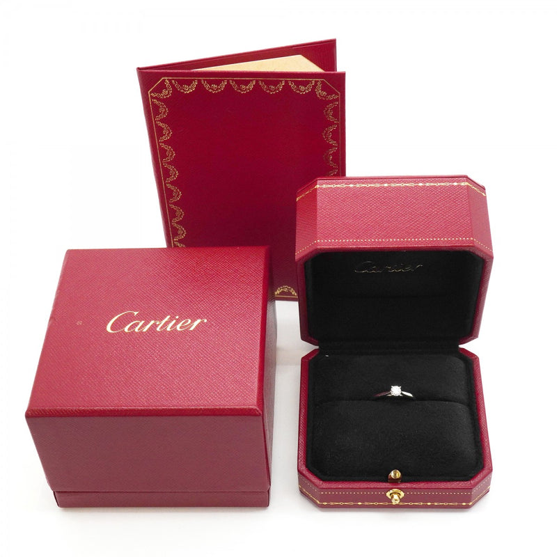 【6jfb0874】カルティエ リング ソリテール 1PD Pt950 プラチナ ダイヤモンド 0.24ct ＃51【中古】レディース