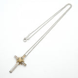 【6jfb0877-k】ティファニー ネックレス シグネチャークロス K18YG イエローゴールド シルバー925【中古】レディース