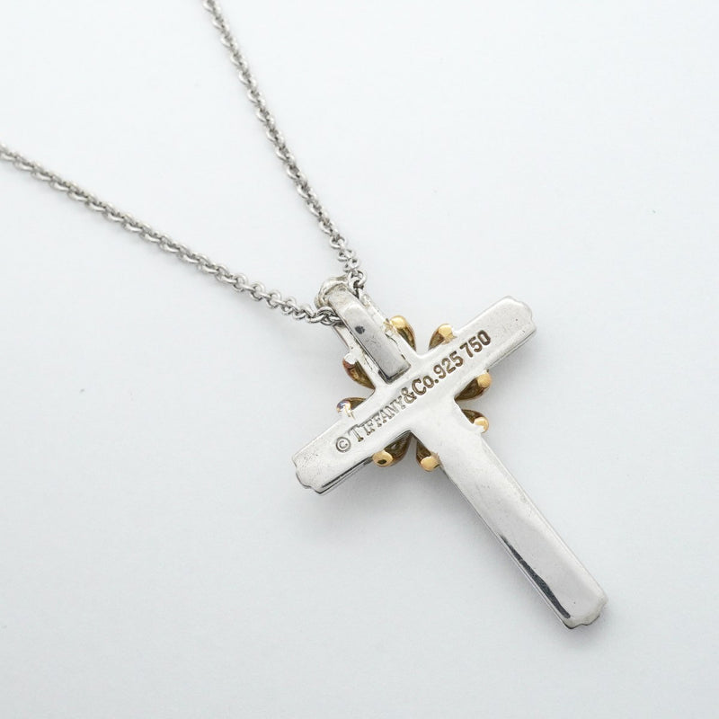 【6jfb0877-k】ティファニー ネックレス シグネチャークロス K18YG イエローゴールド シルバー925【中古】レディース