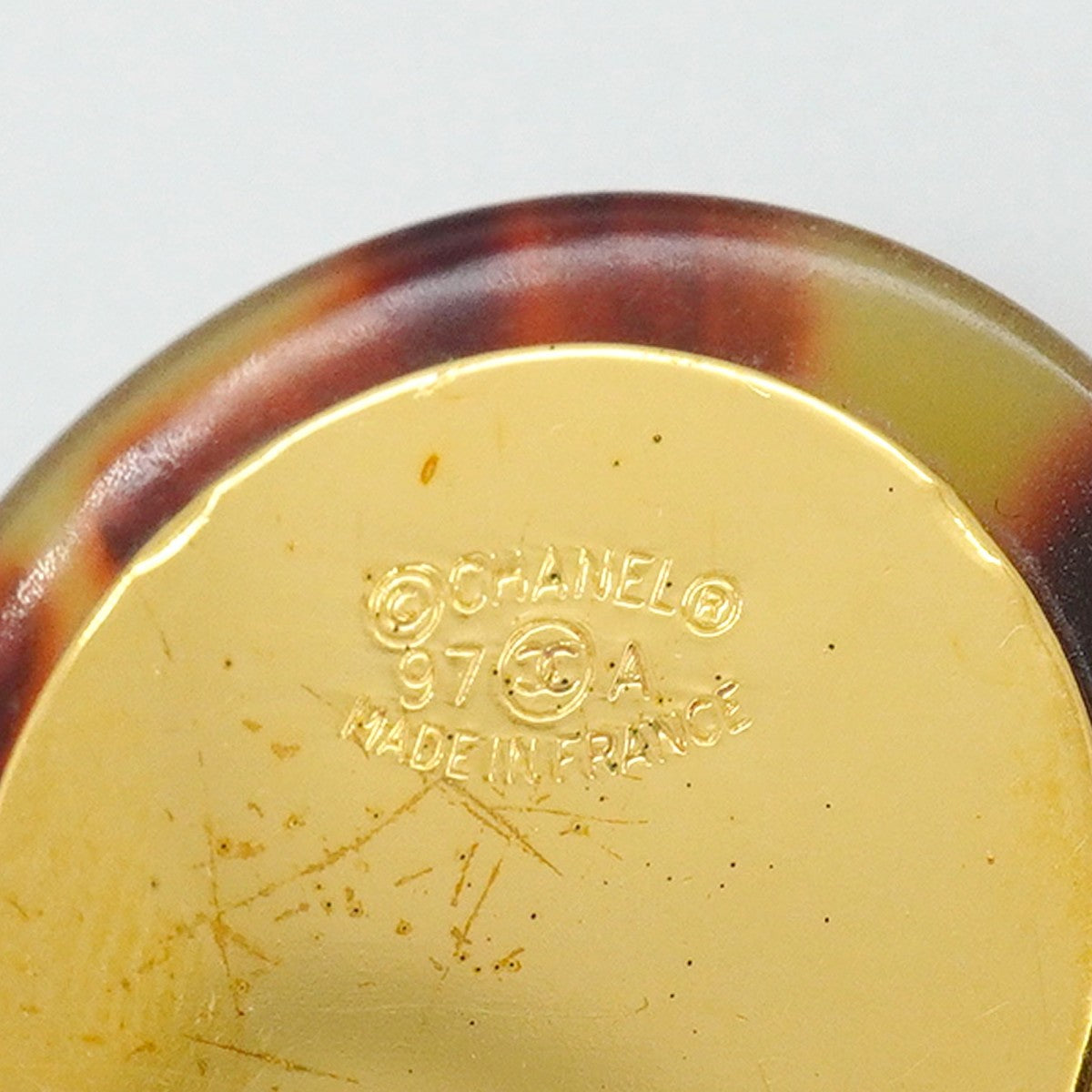 【6jfb0880-k】シャネル イヤリング ヴィンテージ ココマーク 丸型 サークル GPメッキ ゴールド ブラウン【中古】レディース