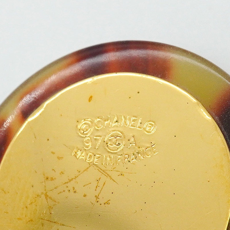 【6jfb0880-k】シャネル イヤリング ヴィンテージ ココマーク 丸型 サークル GPメッキ ゴールド ブラウン【中古】レディース