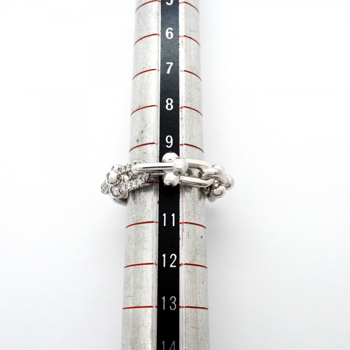【6jfb0887】ティファニー リング ハードウェア/スモールリンク K18WG ホワイトゴールド ダイヤモンド 0.26ct 10号【中古】レディース