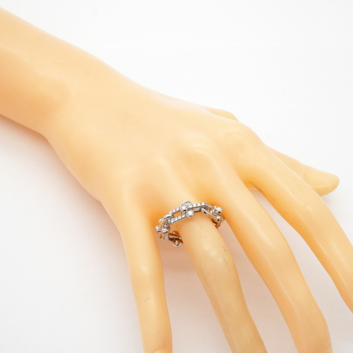 【6jfb0887】ティファニー リング ハードウェア/スモールリンク K18WG ホワイトゴールド ダイヤモンド 0.26ct 10号【中古】レディース