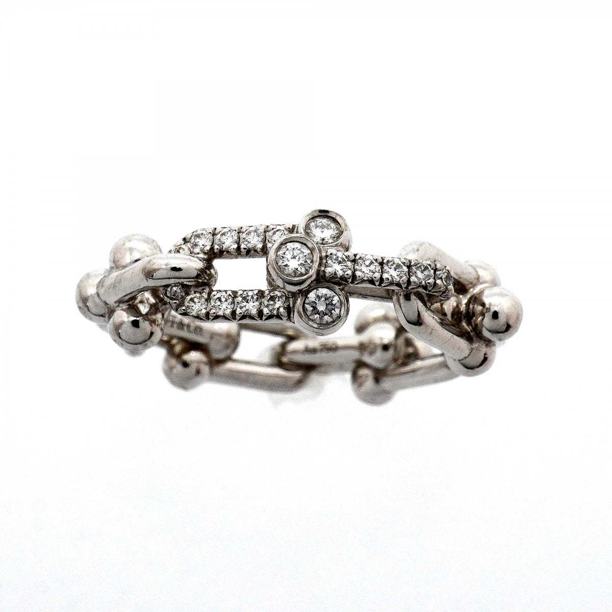 【6jfb0887】ティファニー リング ハードウェア/スモールリンク K18WG ホワイトゴールド ダイヤモンド 0.26ct 10号【中古】レディース
