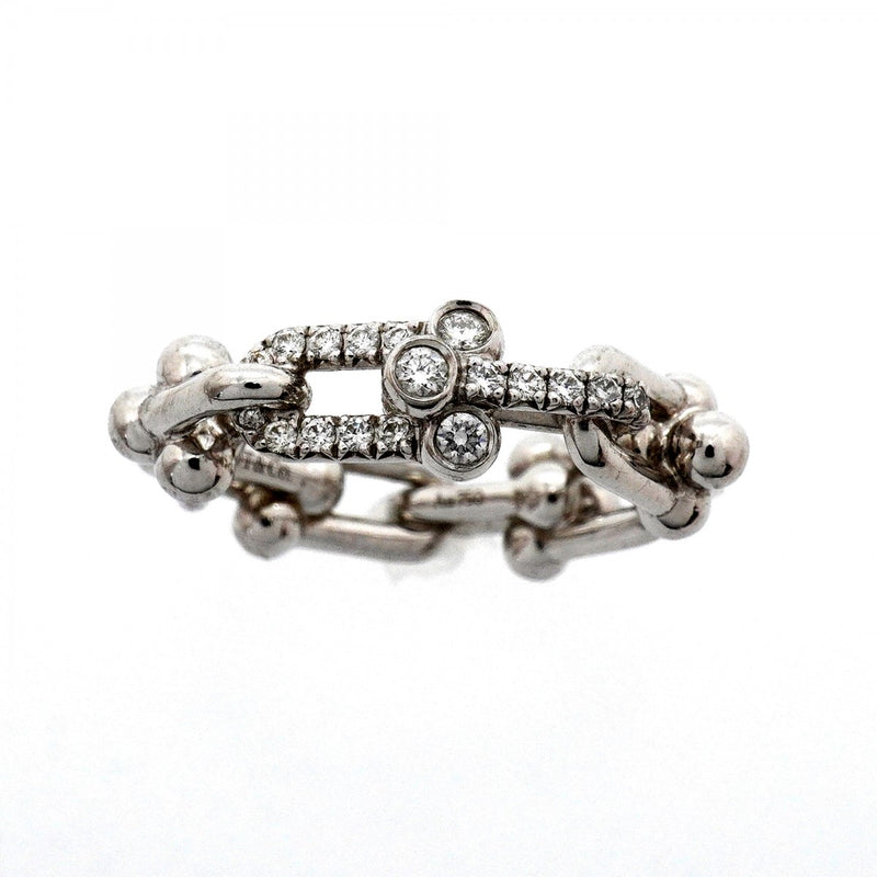 【6jfb0887】ティファニー リング ハードウェア/スモールリンク K18WG ホワイトゴールド ダイヤモンド 0.26ct 10号【中古】レディース
