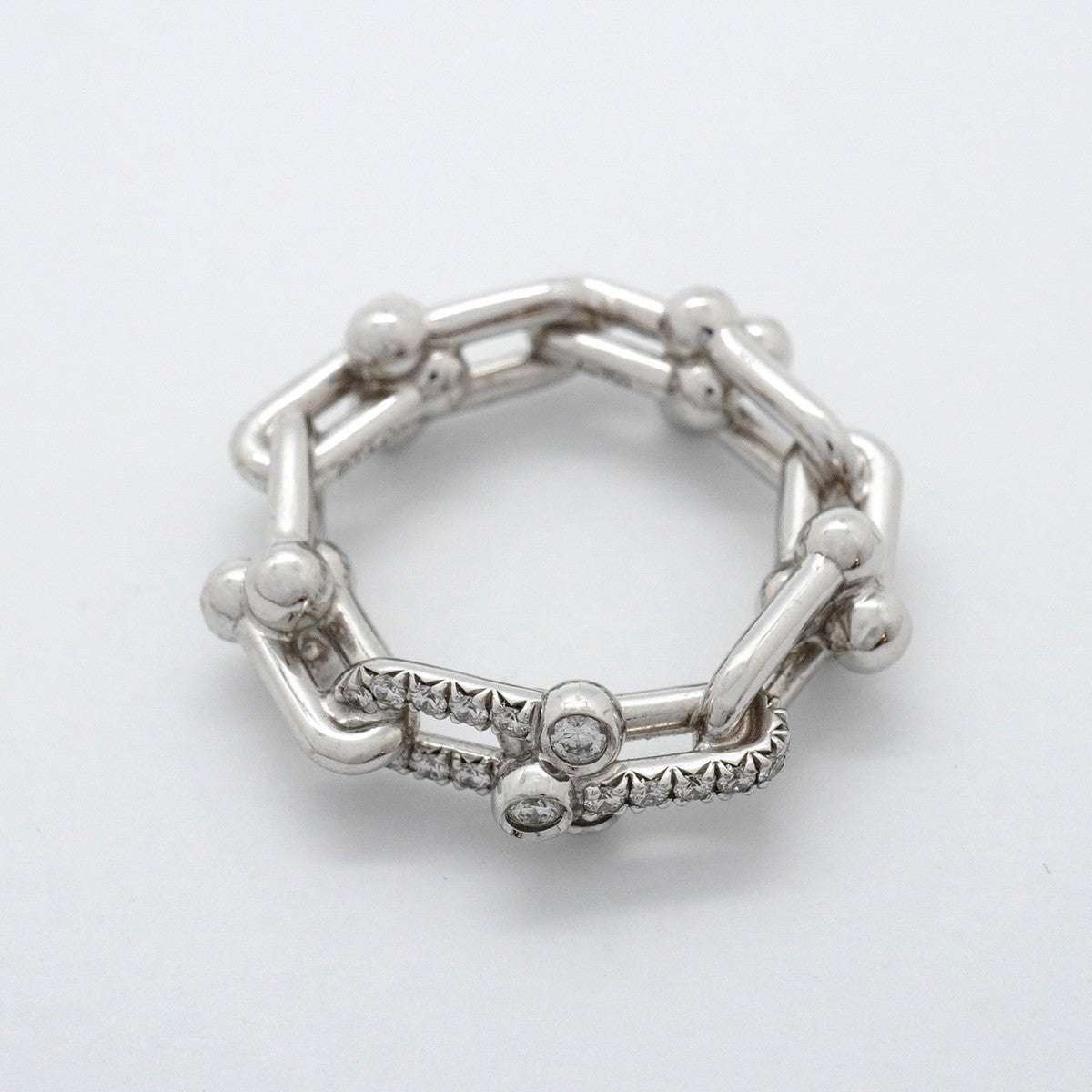 【6jfb0887】ティファニー リング ハードウェア/スモールリンク K18WG ホワイトゴールド ダイヤモンド 0.26ct 10号【中古】レディース