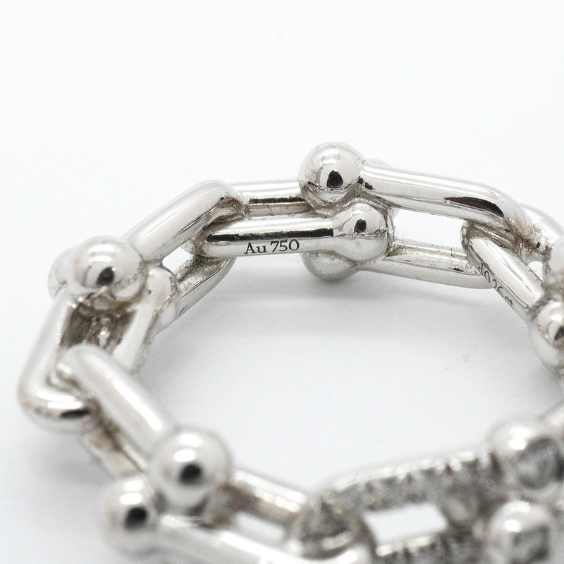 【6jfb0887】ティファニー リング ハードウェア/スモールリンク K18WG ホワイトゴールド ダイヤモンド 0.26ct 10号【中古】レディース