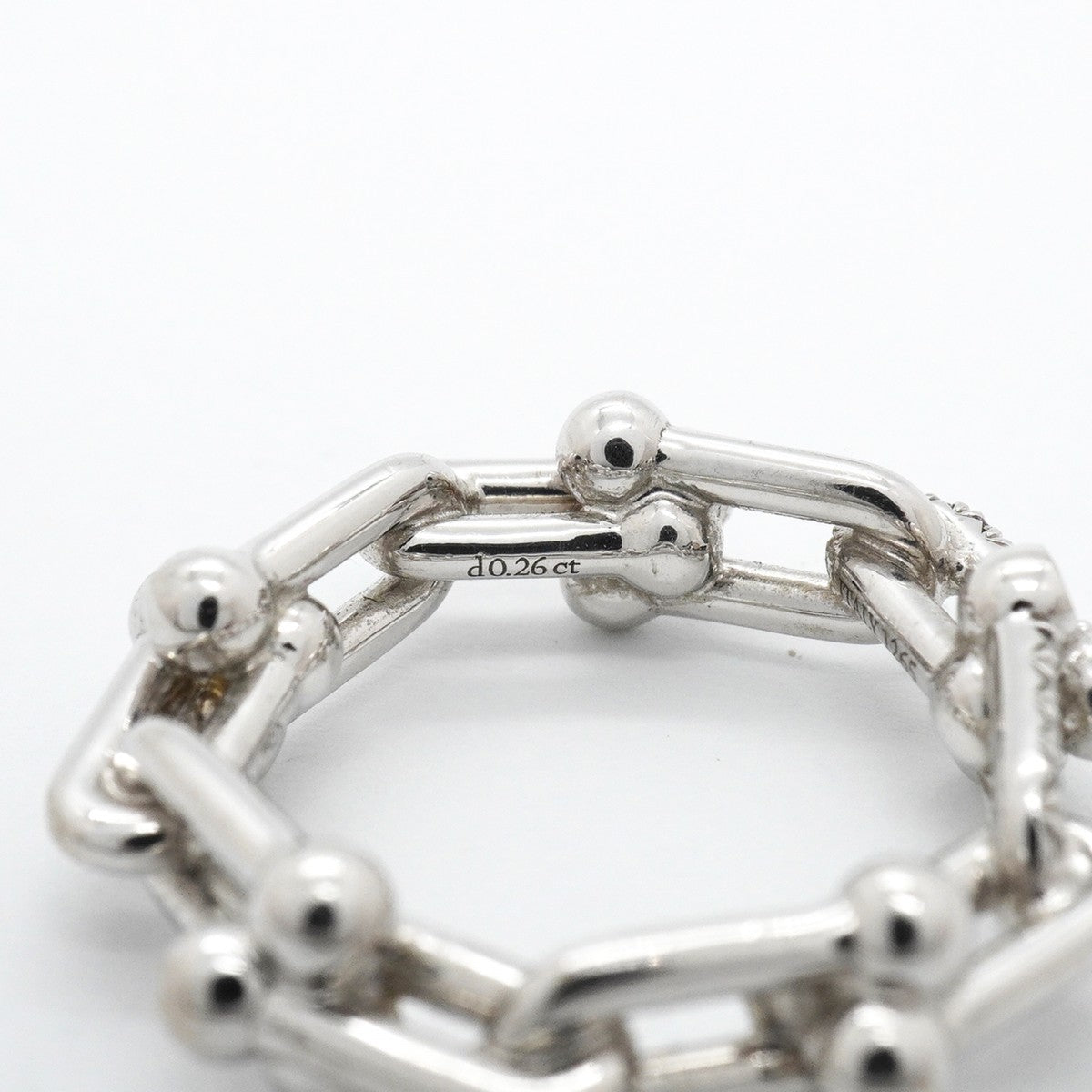 【6jfb0887】ティファニー リング ハードウェア/スモールリンク K18WG ホワイトゴールド ダイヤモンド 0.26ct 10号【中古】レディース