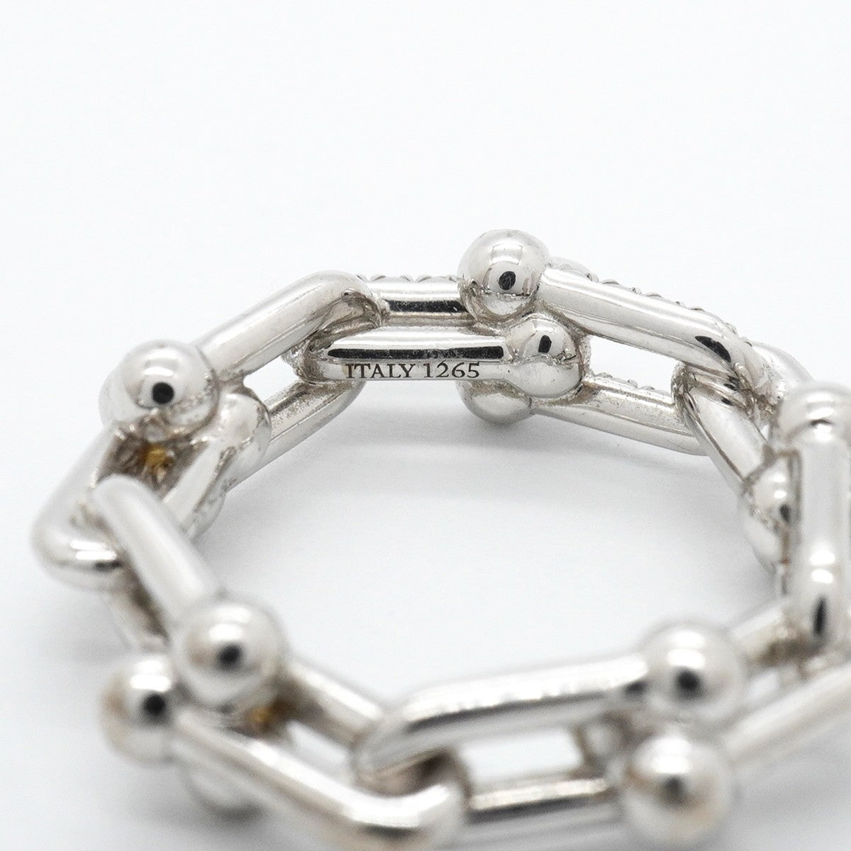 【6jfb0887】ティファニー リング ハードウェア/スモールリンク K18WG ホワイトゴールド ダイヤモンド 0.26ct 10号【中古】レディース