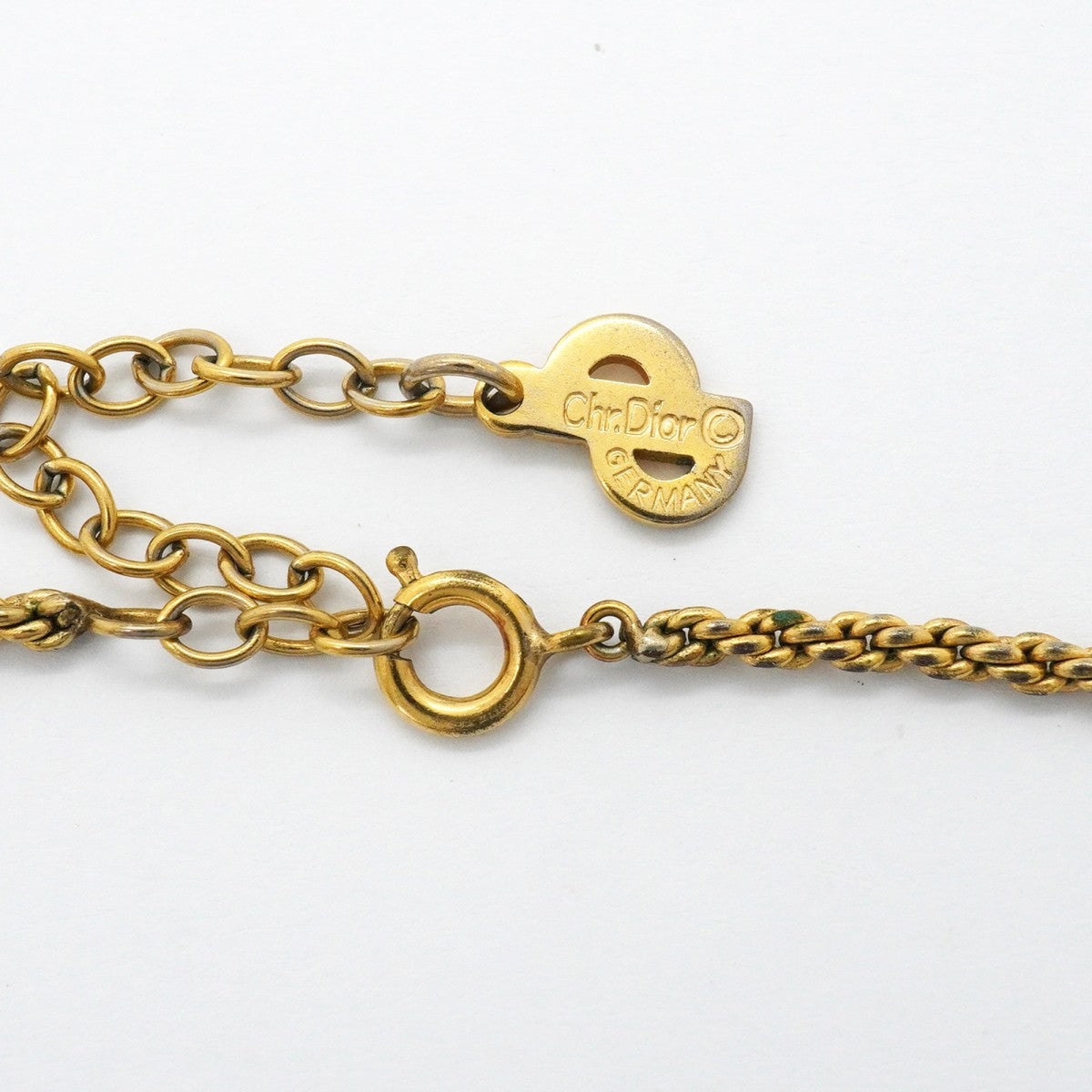 【6jfb0888】クリスチャンディオール ネックレス GPメッキ ラインストーン ゴールド【中古】レディース