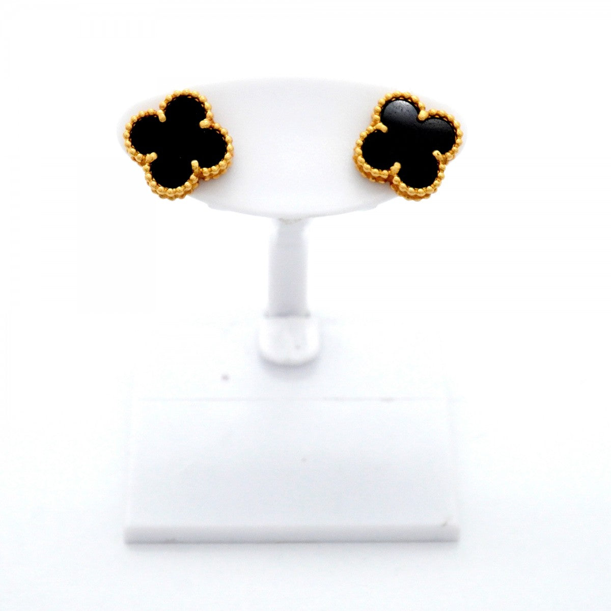 【6jfb0894】ヴァンクリーフ＆アーペル ピアス スウィート アルハンブラ K18YG イエローゴールド オニキス ブラック【中古】レディース