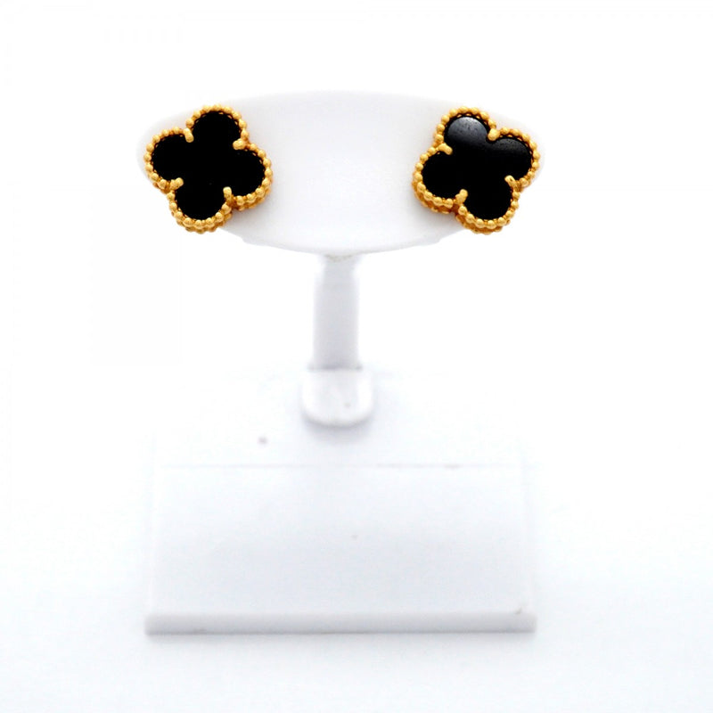 【6jfb0894】ヴァンクリーフ＆アーペル ピアス スウィート アルハンブラ K18YG イエローゴールド オニキス ブラック【中古】レディース