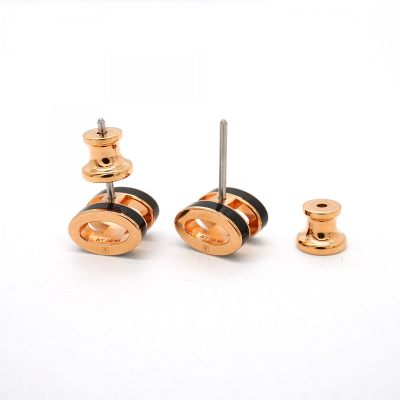 【6jfb0908-k】エルメス ピアス ミニポップアッシュ GPメッキ ブラック ピンクゴールド【中古】レディース