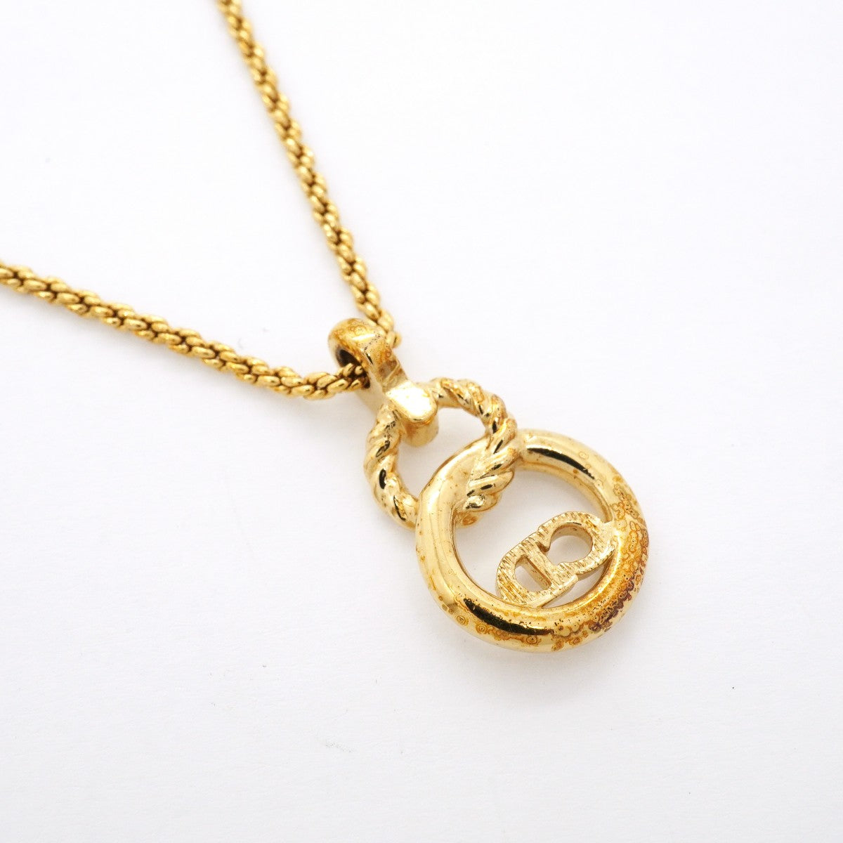 【6jfb0910-k】クリスチャンディオール ネックレス CDロゴ GPメッキ ゴールド【中古】レディース
