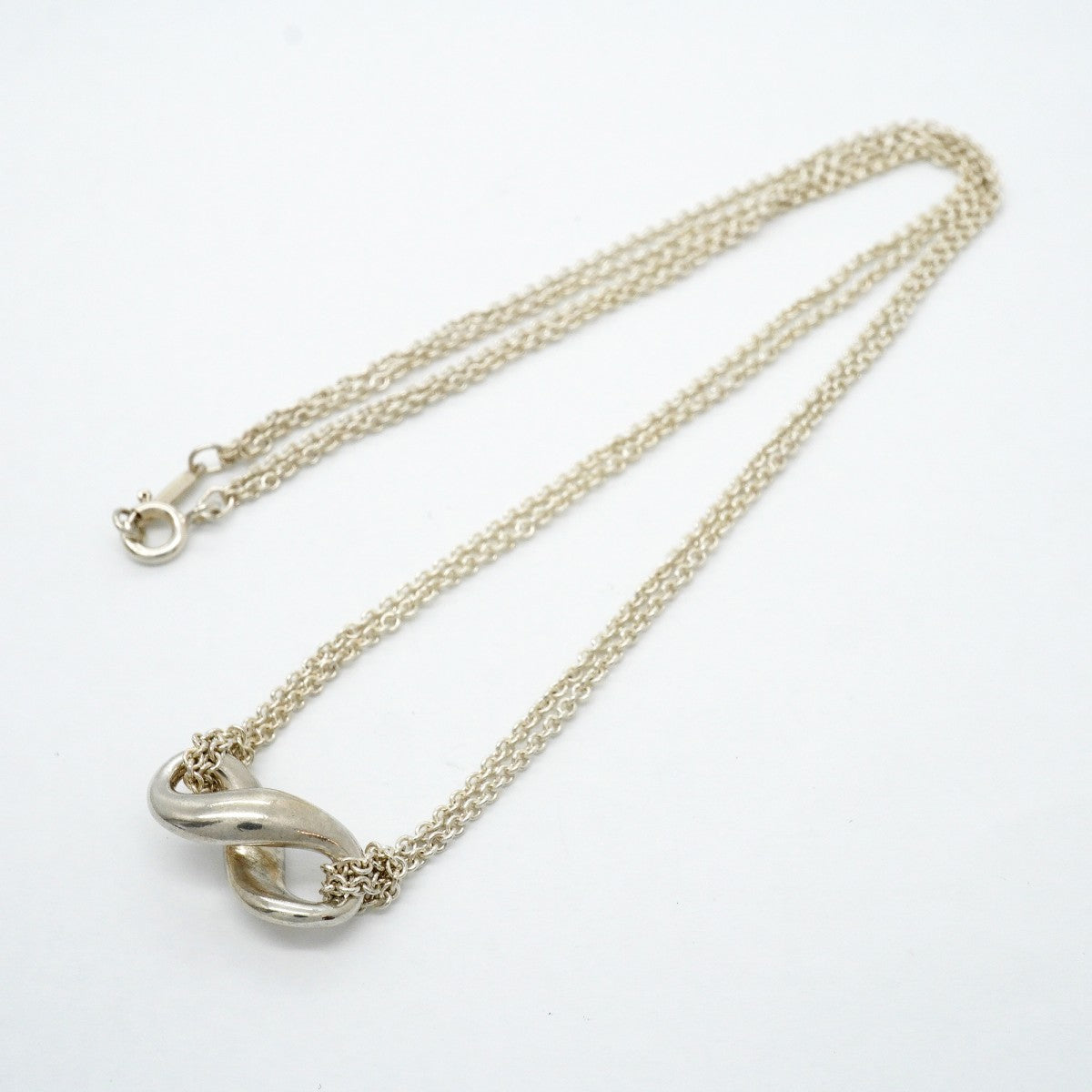 【6jfb0912-k】ティファニー ネックレス インフィニティ ダブルチェーン シルバー925【中古】レディース