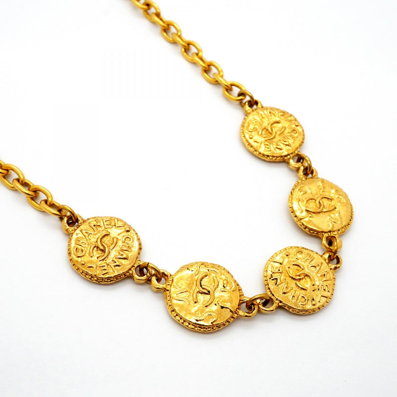 【6jfb0915-k】シャネル ネックレス ヴィンテージ ココマーク シャネルロゴ GPメッキ ゴールド【中古】レディース