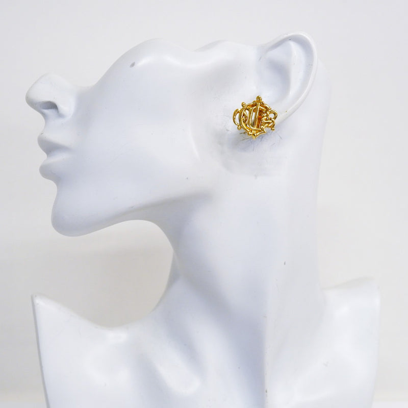 【6jfb0919-k】クリスチャンディオール イヤリング エンブレム GPメッキ ゴールド【中古】レディース