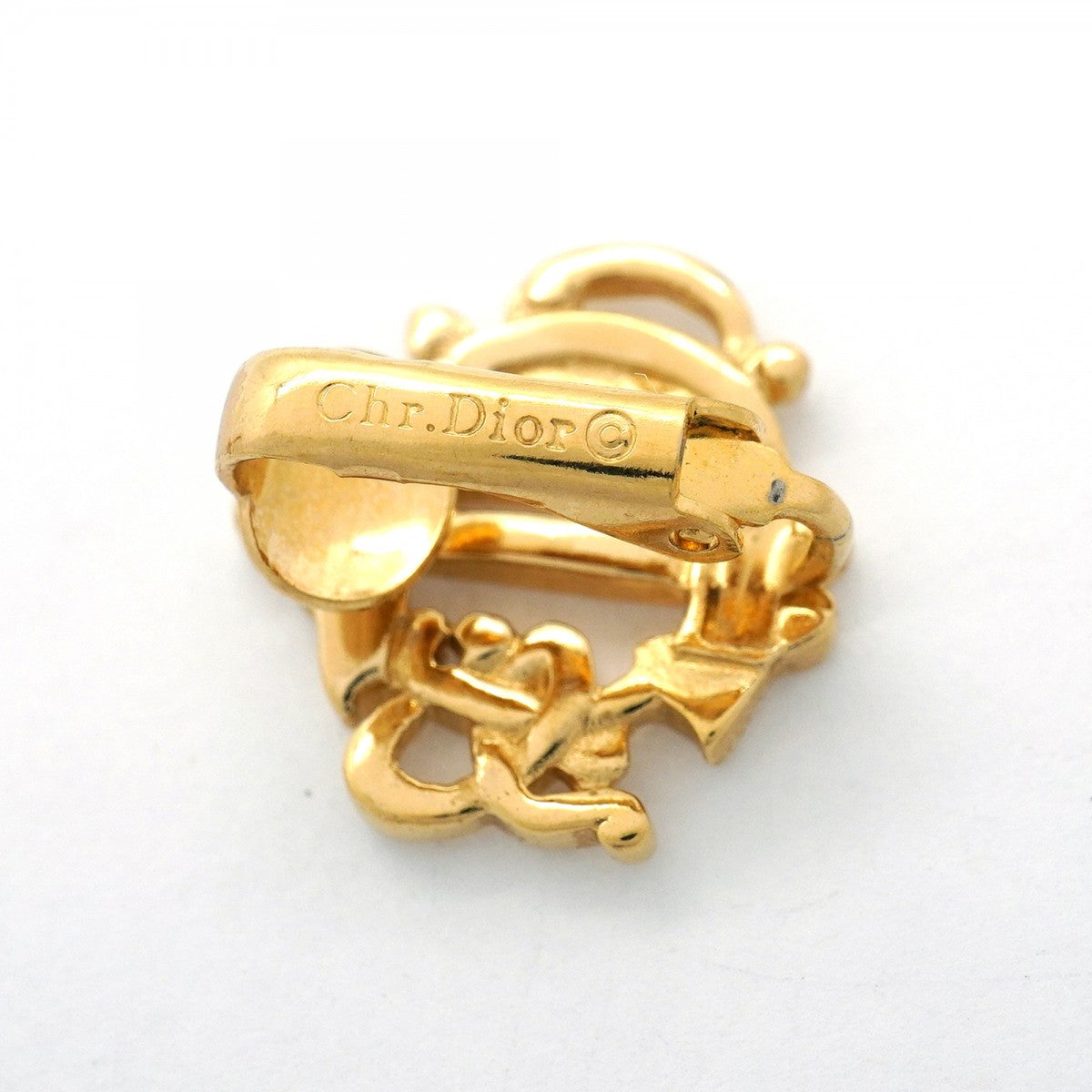 【6jfb0919-k】クリスチャンディオール イヤリング エンブレム GPメッキ ゴールド【中古】レディース