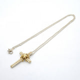 【6jfb0932-k】ティファニー ネックレス シグネチャークロス K18YG イエローゴールド シルバー925【中古】レディース