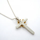【6jfb0932-k】ティファニー ネックレス シグネチャークロス K18YG イエローゴールド シルバー925【中古】レディース