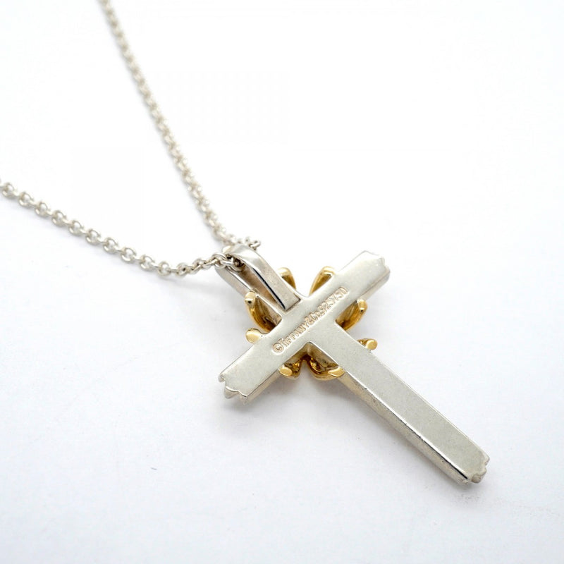 【6jfb0932-k】ティファニー ネックレス シグネチャークロス K18YG イエローゴールド シルバー925【中古】レディース