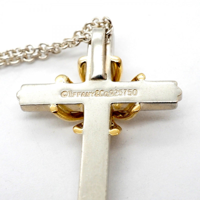 【6jfb0932-k】ティファニー ネックレス シグネチャークロス K18YG イエローゴールド シルバー925【中古】レディース