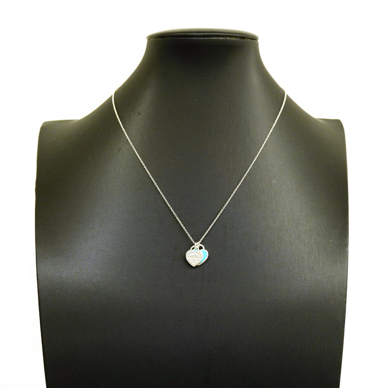 【6jfb0933-k】ティファニー ネックレス ダブルリターントゥハート シルバー925 ブルー【中古】レディース