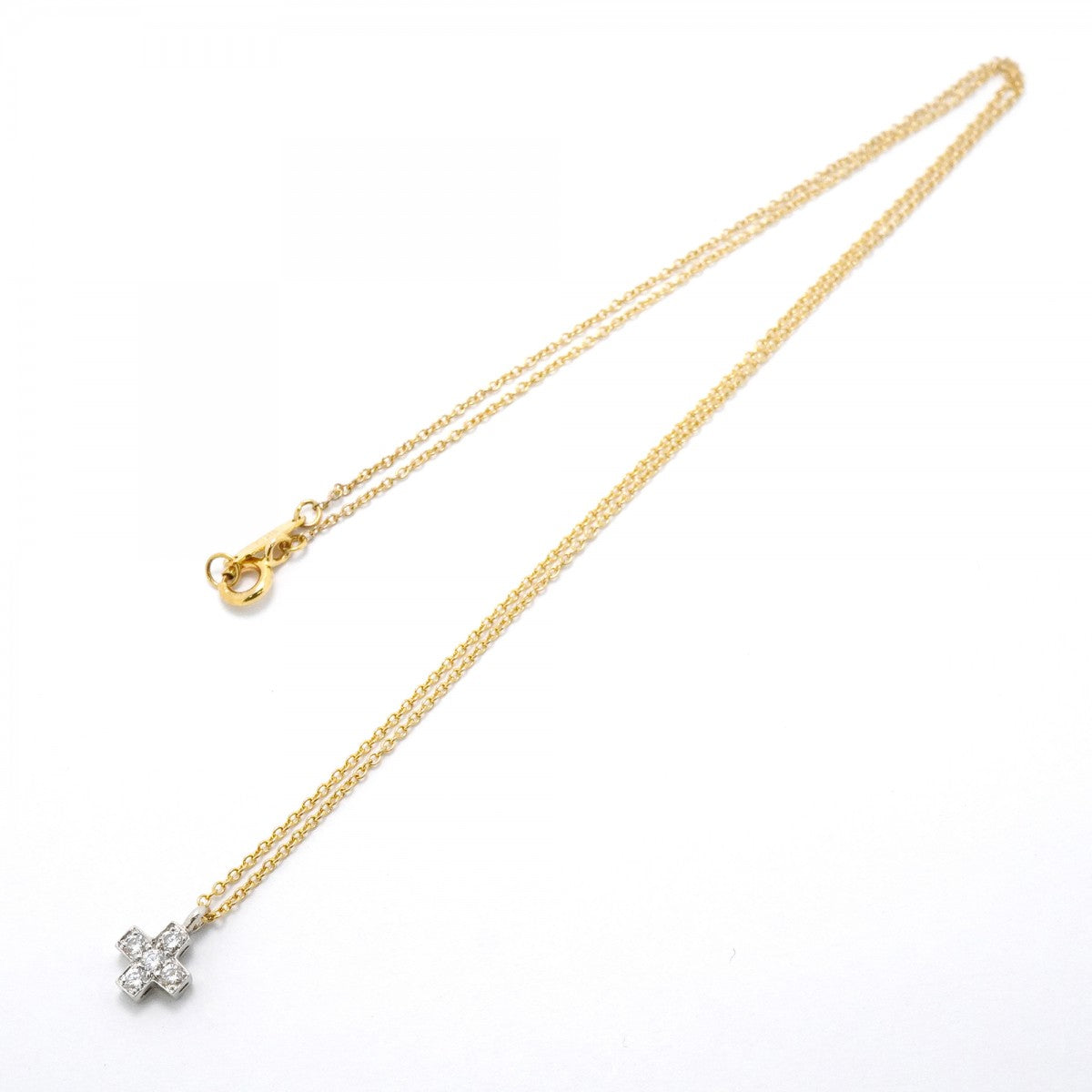 【6jfb0938】ティファニー ネックレス クルーシーフォーム 5PD K18YG イエローゴールド Pt950 プラチナ ダイヤモンド【中古】レディース