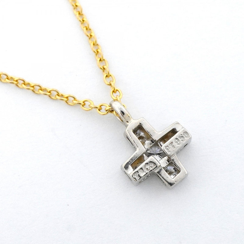 【6jfb0938】ティファニー ネックレス クルーシーフォーム 5PD K18YG イエローゴールド Pt950 プラチナ ダイヤモンド【中古】レディース