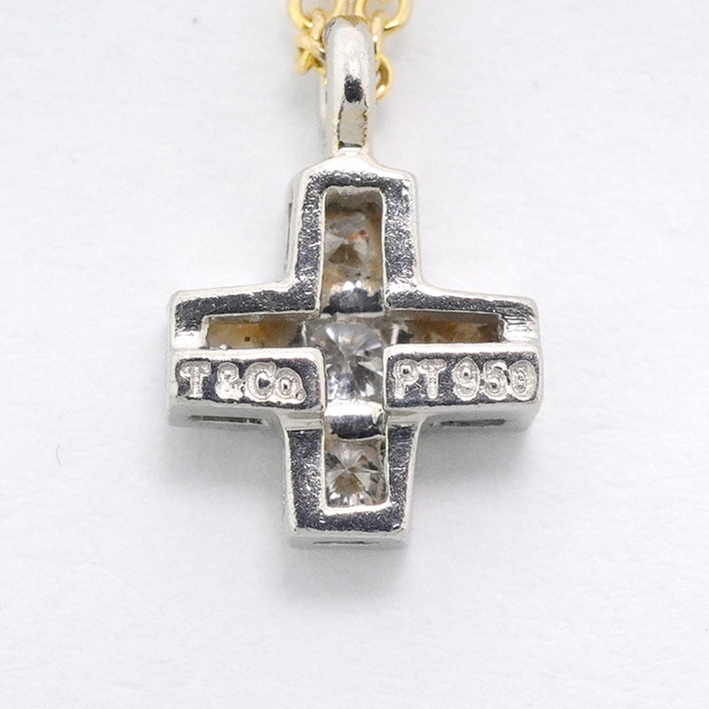 【6jfb0938】ティファニー ネックレス クルーシーフォーム 5PD K18YG イエローゴールド Pt950 プラチナ ダイヤモンド【中古】レディース