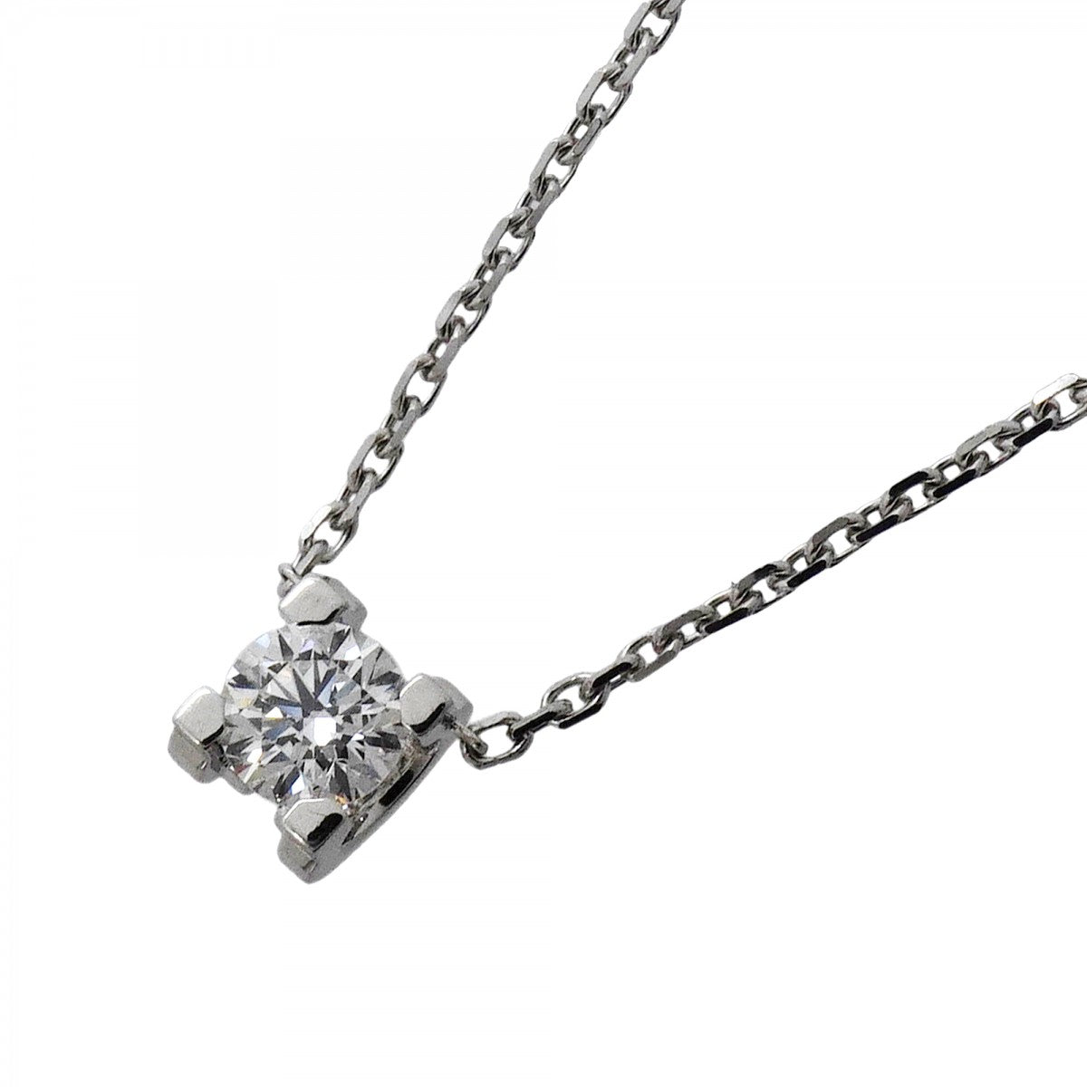 【6jfb0958】カルティエ ネックレス Cドゥ 1PD K18WG ホワイトゴールド ダイヤモンド【中古】レディース